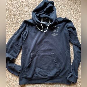 QuikSilver Hoodie Mens Small Black Travis Rice Skater Snowboard Pullover Jumper